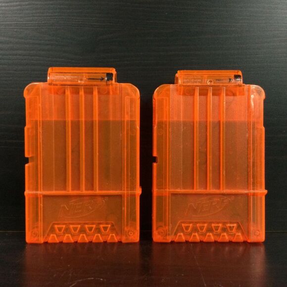 Nerf N-Strike Magazine/Clip Pair - 6-Dart Clips - x2 - Clear Orange Set - Picture 1 of 2